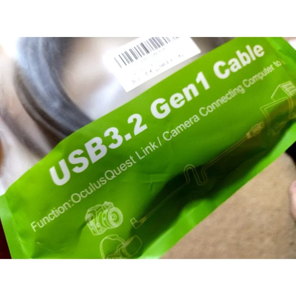 16ft/5m Link Cables Oculus Quest 2/1 Type-C 3.2 Right Angle to USB A Charging